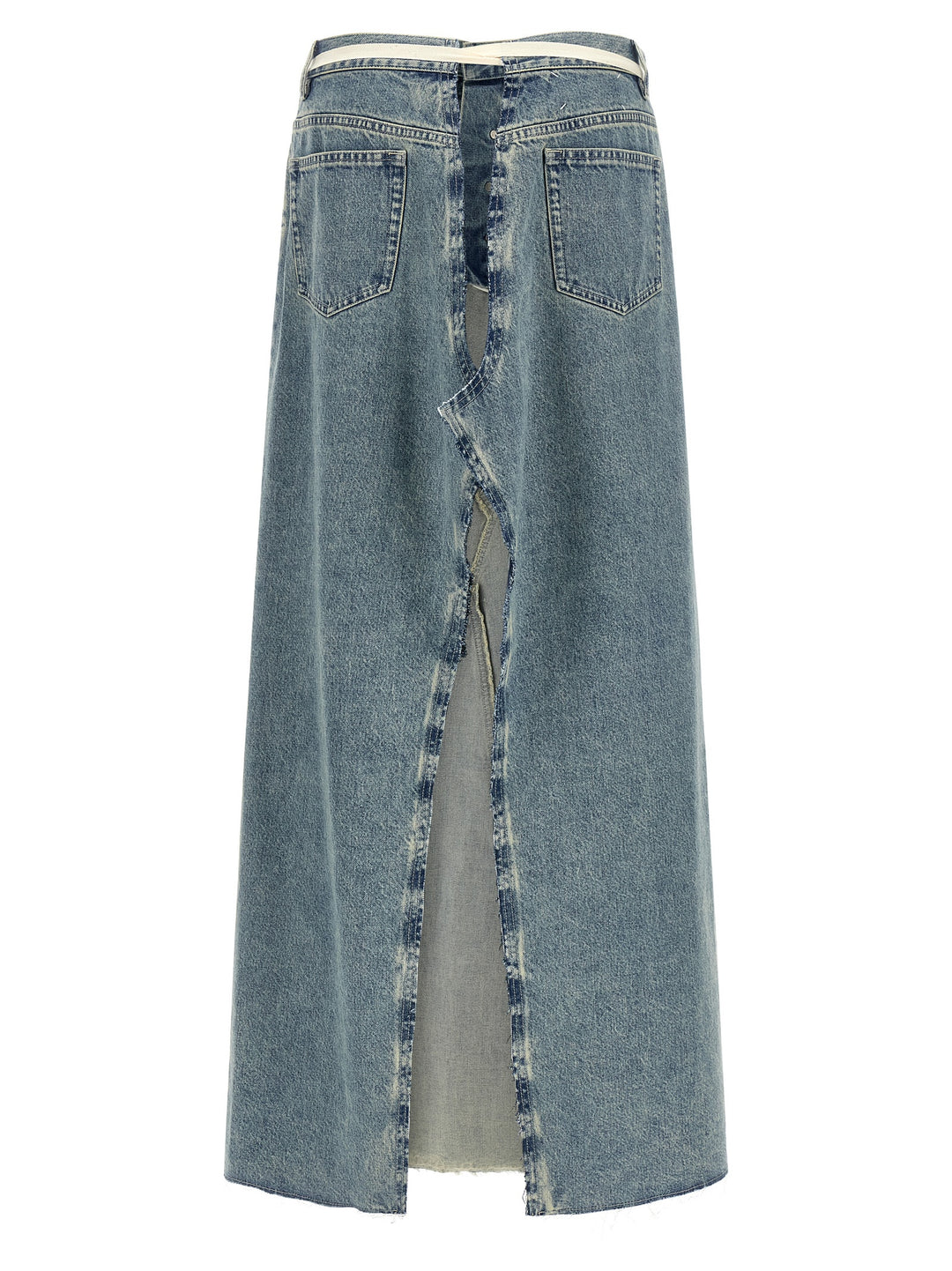 Maison Margiela Raw Hem Denim Skirt Gonne - Celeste | be2aec128558dc260f0415664e6bc0fba13699d8