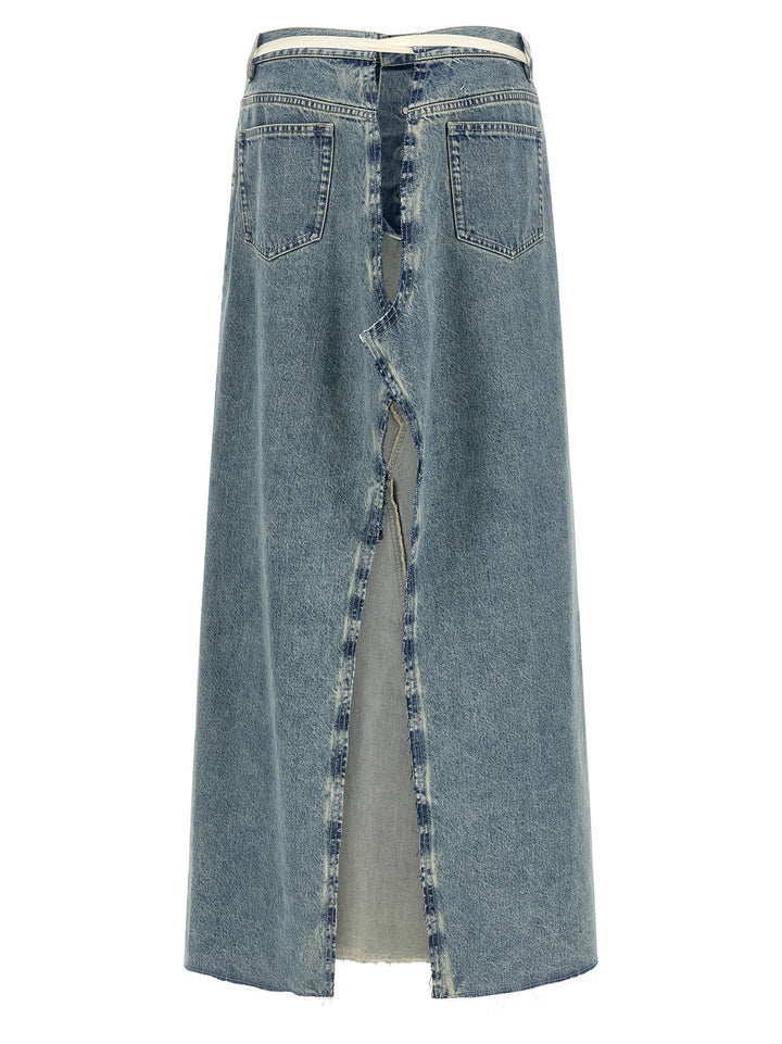 Maison Margiela Raw Hem Denim Skirt Gonne - Celeste | be2aec128558dc260f0415664e6bc0fba13699d8