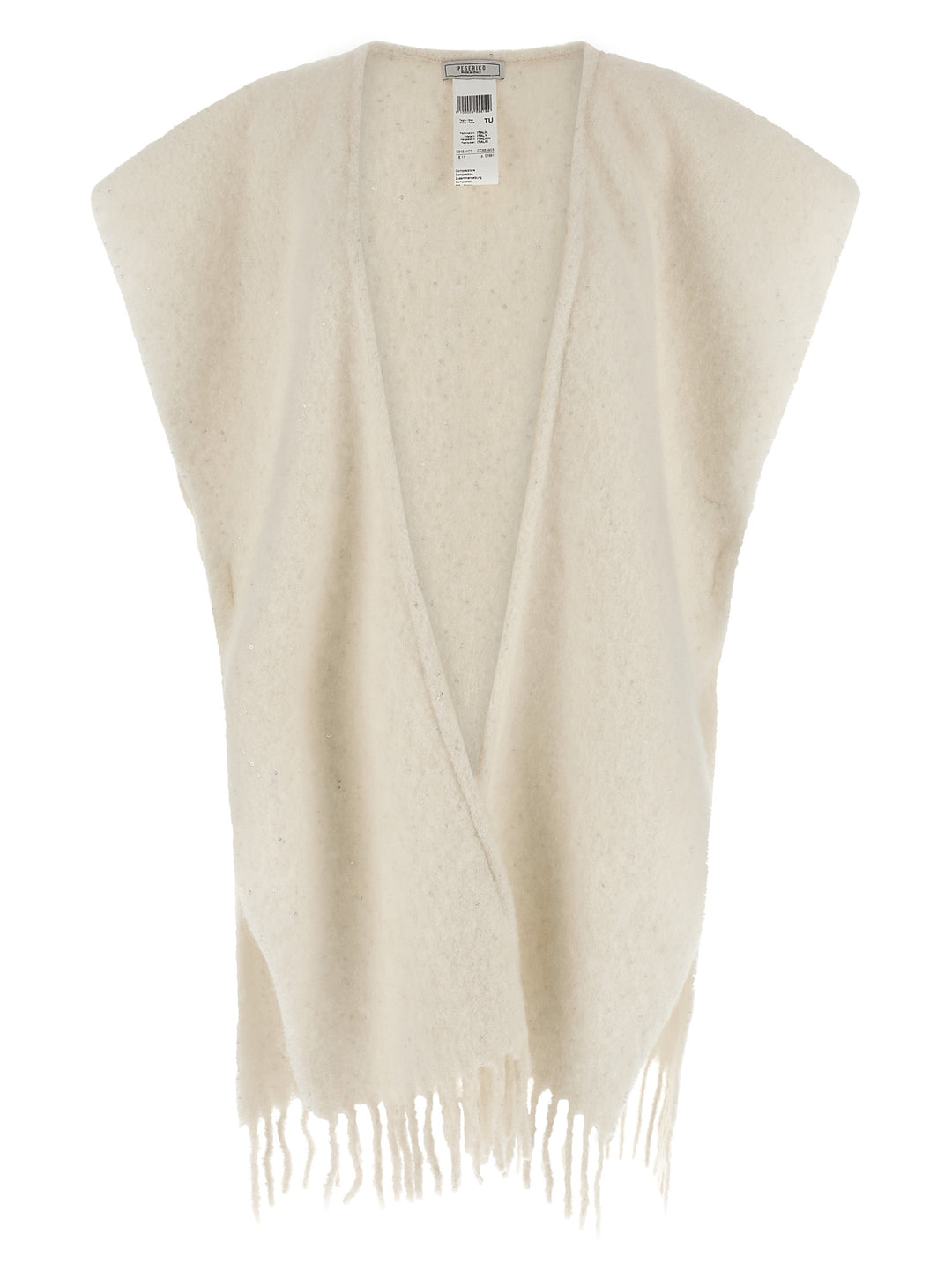 Peserico Bouclé Yarn Cape Mantelle - Bianco | b90fd369719e19ec724335a4a0586cb090431110