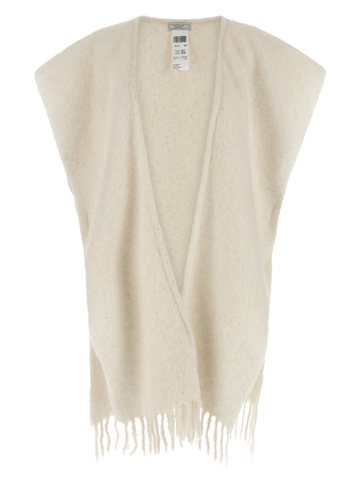 Peserico Bouclé Yarn Cape Mantelle - Bianco | b90fd369719e19ec724335a4a0586cb090431110