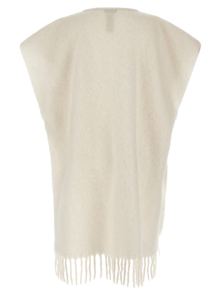 Peserico Bouclé Yarn Cape Mantelle - Bianco | a2e3e93a68c8f6b77c457f1e46c54346422b2487