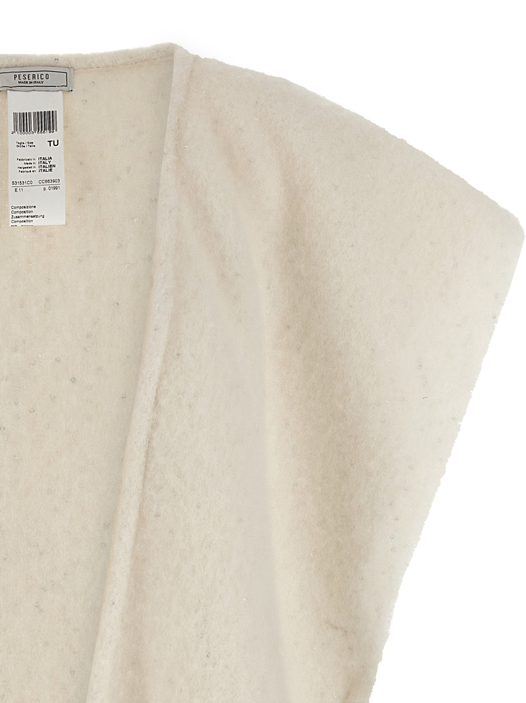 Peserico Bouclé Yarn Cape Mantelle - Bianco | 1ac6b2682859d6a283bec7225132a866084112f7
