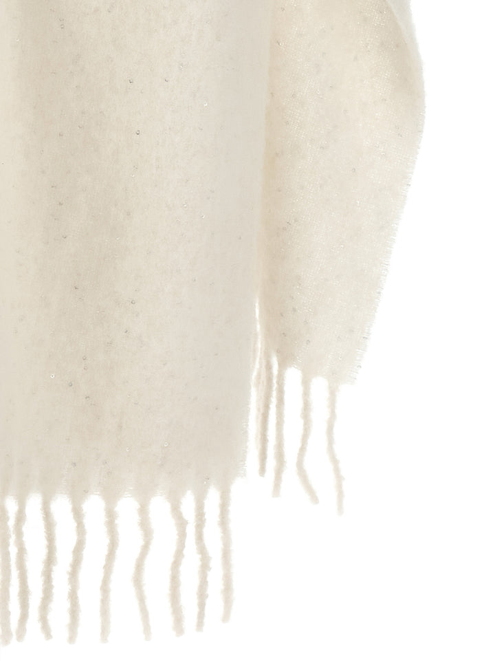 Peserico Bouclé Yarn Cape Mantelle - Bianco | 917ef9025b3a68071140354960b7f93a5feebf35