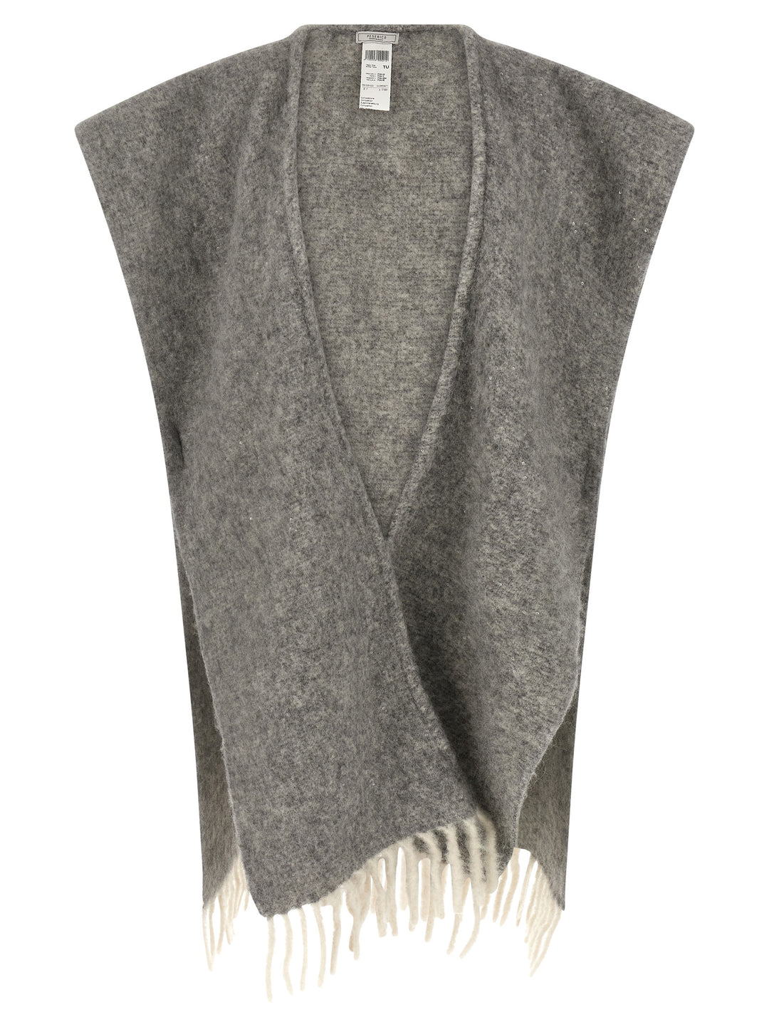 Peserico Bouclé Yarn Cape Mantelle - Grigio | 94016940e33881e67c366622e6eebc349f188d00
