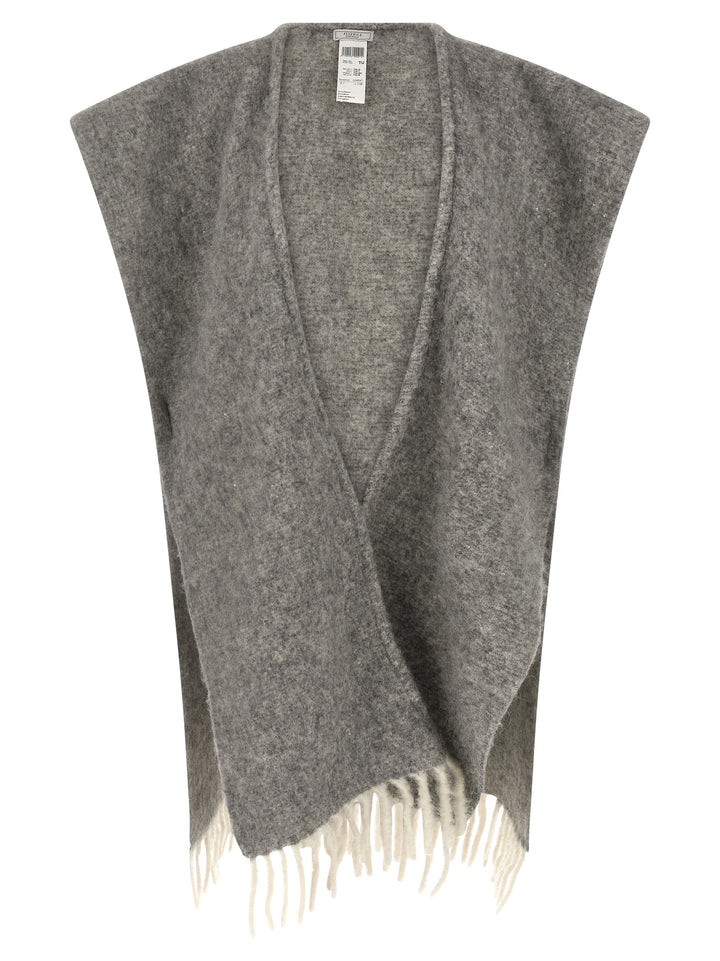 Peserico Bouclé Yarn Cape Mantelle - Grigio | 94016940e33881e67c366622e6eebc349f188d00