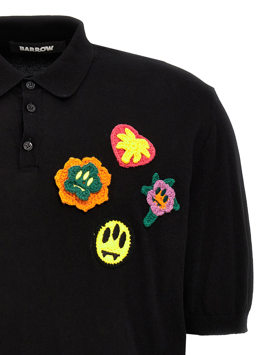 Crochet Embroidery  Shirt Polo Nero