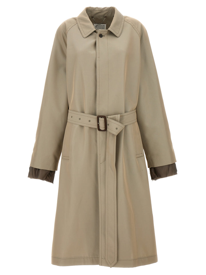 Maison Margiela Long Single-Breasted Trench Coat Trench e Impermeabili - Beige | 18210858ad5c65d46d01f3487f03dcaa54f2faa9