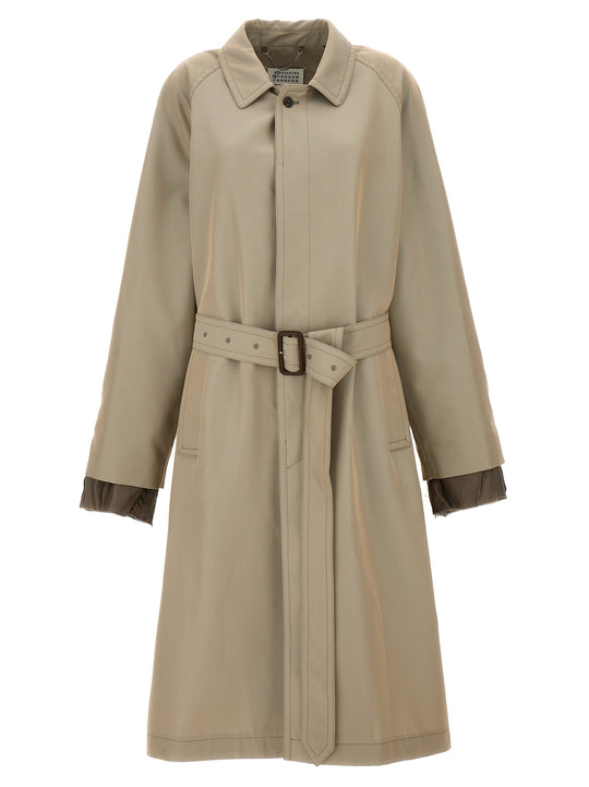 Long Single-Breasted Trench Coat Trench E Impermeabili Beige