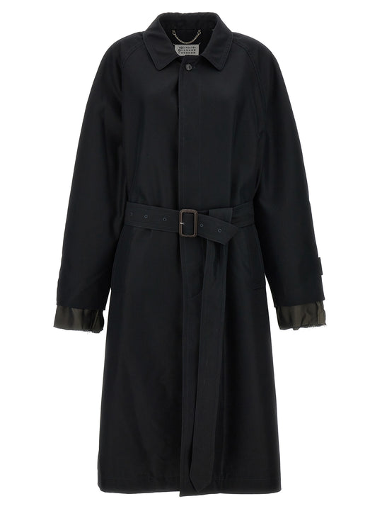 Long Single-Breasted Trench Coat Trench E Impermeabili Nero