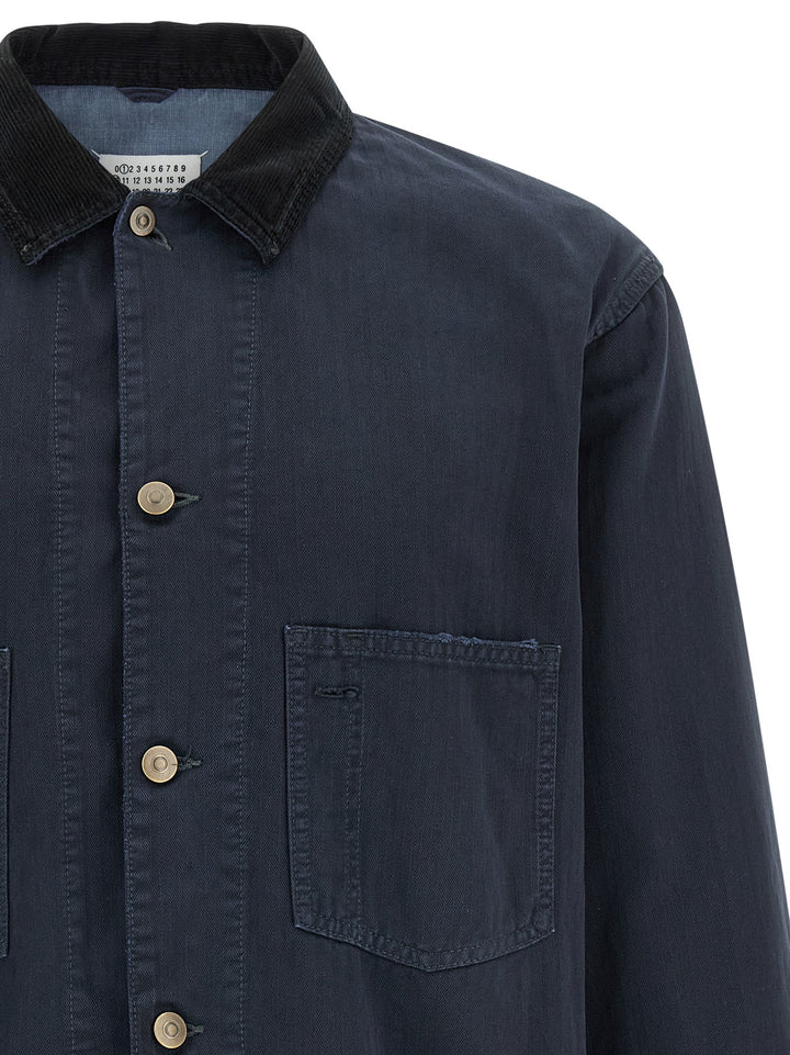 Maison Margiela Herringbone Jacket Puffer Jackets - Blu | 3cfc01b83242b60cbeebe623b14a55d039af73f4