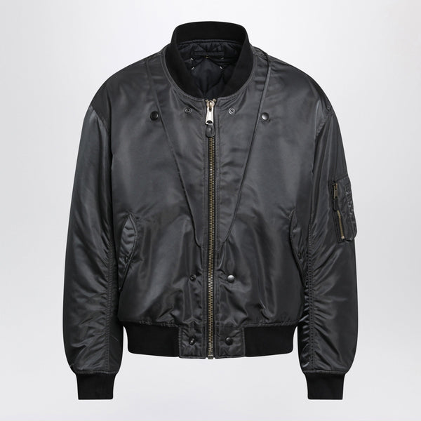 Dark Grey Reversible Bomber In Nylon