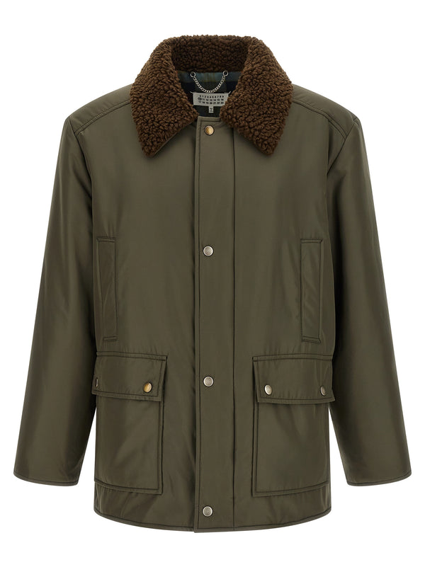 Shearling Collar Parka Puffer Jackets Verde