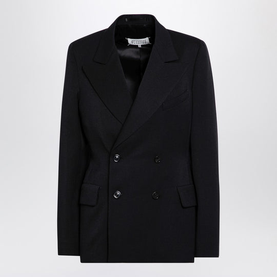 Black Double-Breasted Jacket In Wool