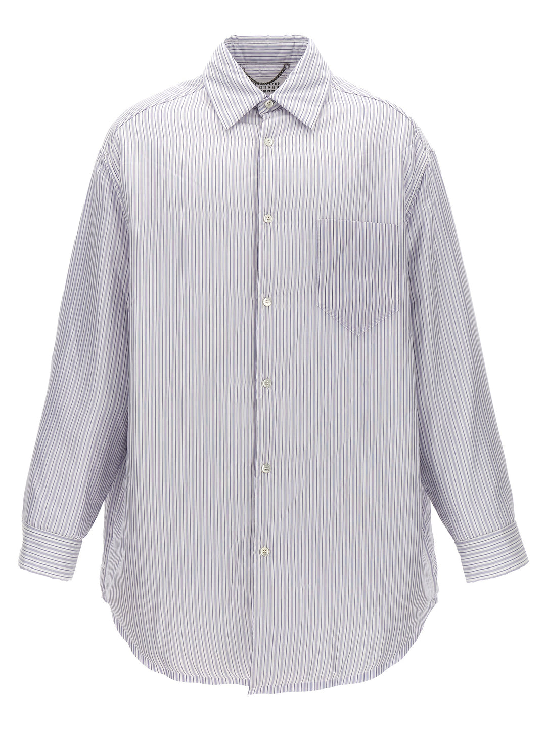 Maison Margiela Striped Shirt Jacket Puffer Jackets - Celeste | ee7c224537b9e180d5d703172dd198472a8ba143