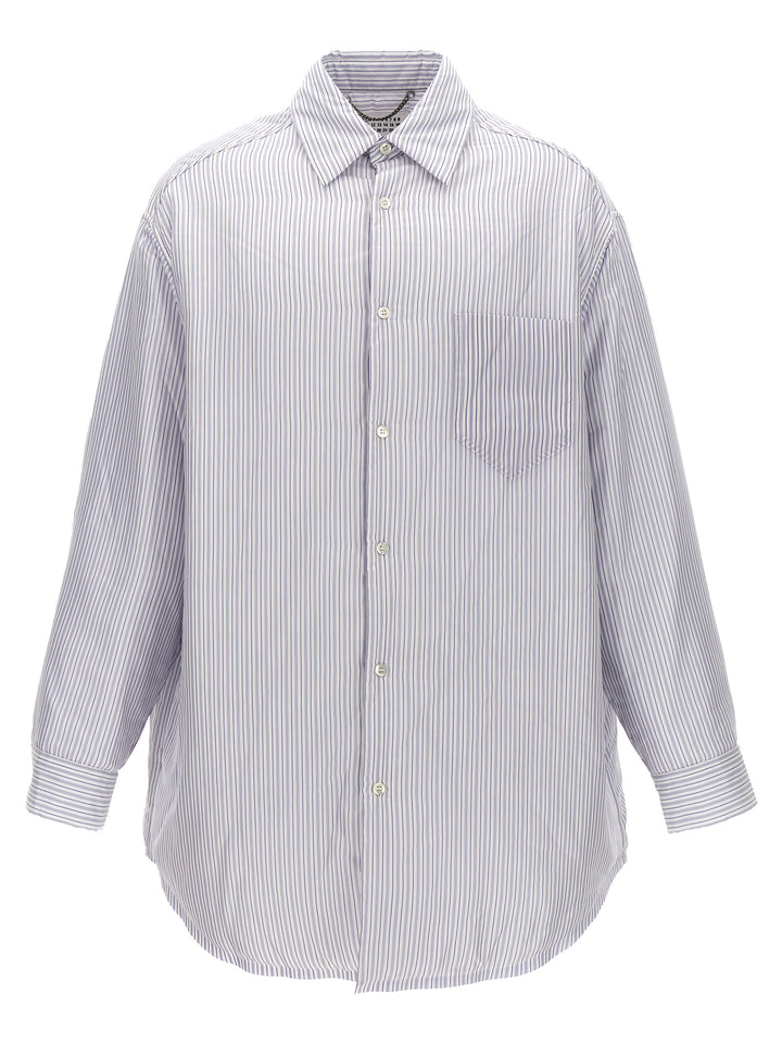 Maison Margiela Striped Shirt Jacket Puffer Jackets - Celeste | ee7c224537b9e180d5d703172dd198472a8ba143