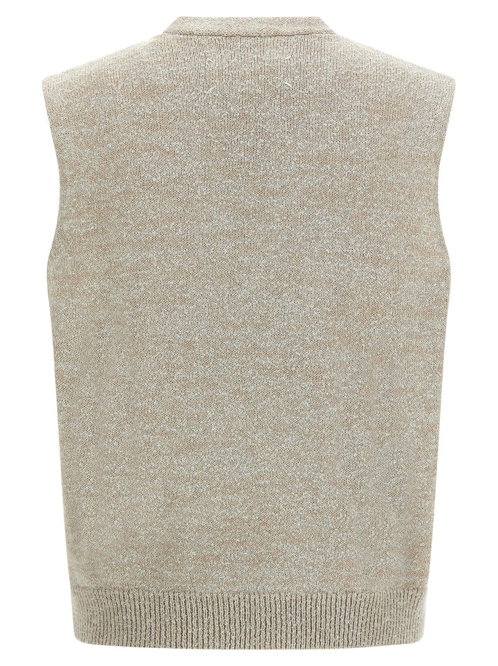 Maison Margiela Bouclé Knit Vest Gilet - Beige | 26750bb0b2e40b15e1884de15db8fee8415cc85d