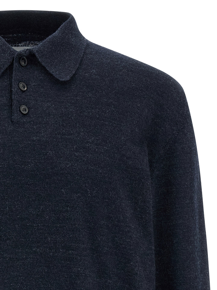 Maison Margiela Suede Patch  Shirt Polo - Blu | 20ab3de7f75fc9f6999ac477a52595de8276ed66
