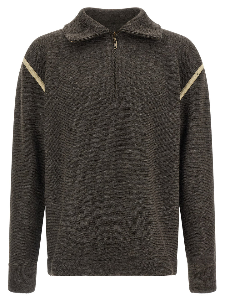 Maison Margiela Elbow Patch Quarter-Zip Maglioni - Grigio | 799377545c4f0cc9b5b1d458df6d56fbf084b5b5