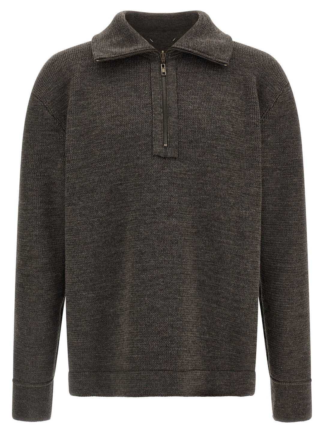 Maison Margiela Elbow Patch Quarter-Zip Maglioni - Grigio | 1349f485ae532b919c4f759d04d942192a99e248