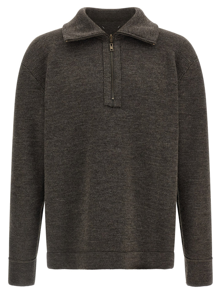 Maison Margiela Elbow Patch Quarter-Zip Maglioni - Grigio | 1349f485ae532b919c4f759d04d942192a99e248
