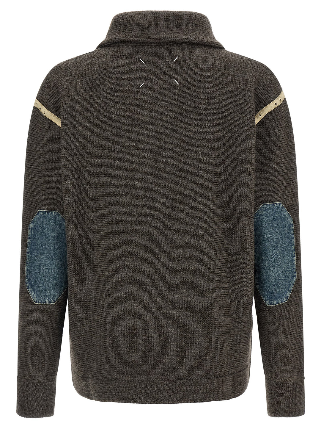 Maison Margiela Elbow Patch Quarter-Zip Maglioni - Grigio | b66cead1294e166da1bc25a5ce565d88d747b9af