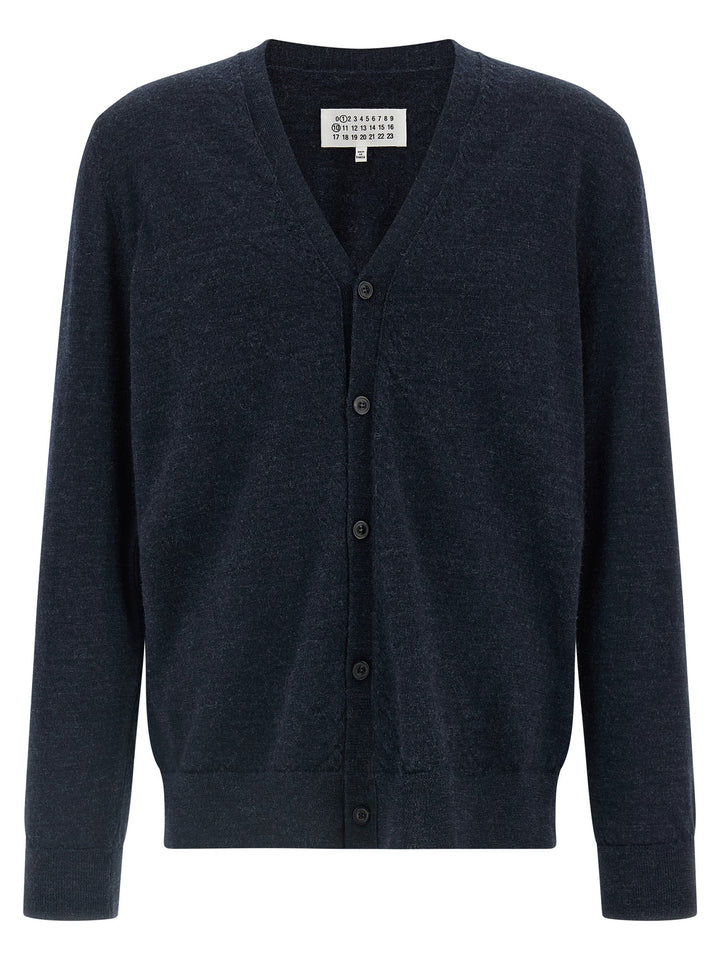 Maison Margiela Suede Patch Cardigan Maglioni - Blu | a0d86e27deb81428b3f7ef286d721af1aacd5e8d