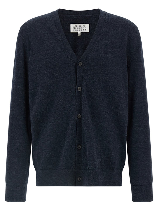 Suede Patch Cardigan Maglioni Blu