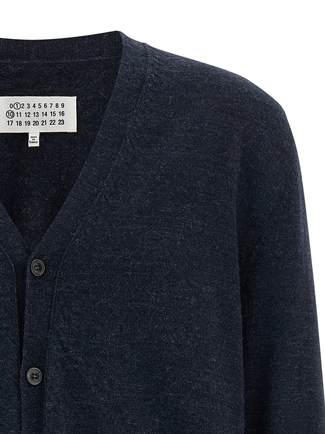 Maison Margiela Suede Patch Cardigan Maglioni - Blu | 665f8b3aa3f213a6650ff7bff0b911adb758d0a2