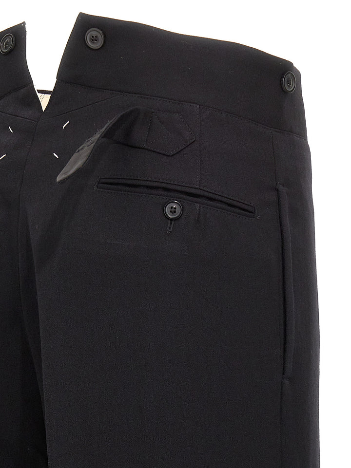 Maison Margiela Strap Wool Pantaloni - Nero | 71665d7b8a9831b24187f62733664b25c95d810b