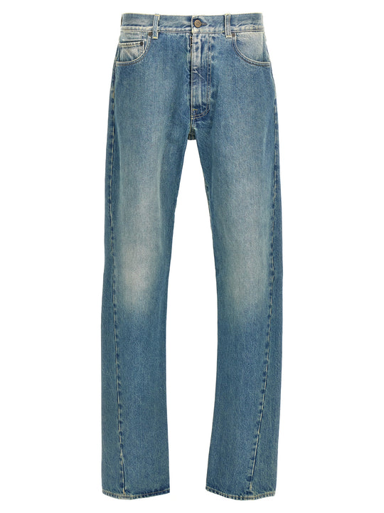 Washed Denim Jeans Blu