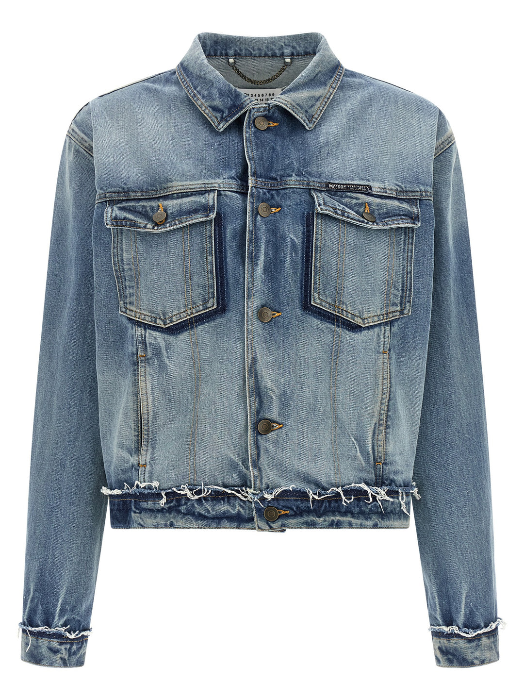 Maison Margiela Denim Jacket Puffer Jackets - Celeste | 6ff89d100265e114343eb76b677dfef173153d1d