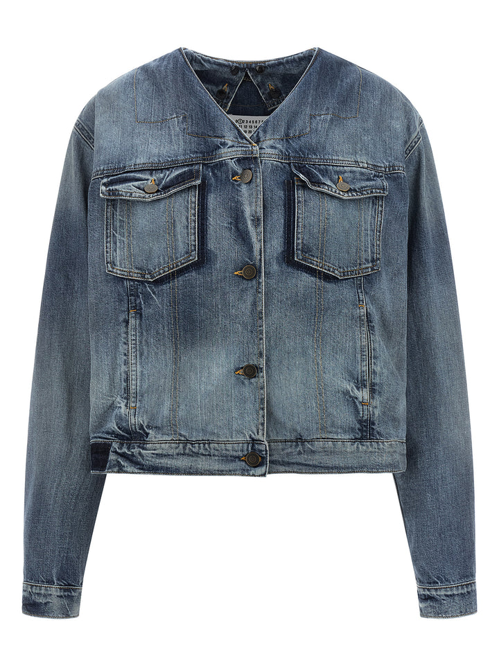 Maison Margiela Folded Collar Puffer Jackets - Blu | 98f2d7dc5c2c4d53f5fe32eab44698e0c4202b85