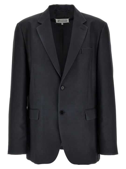 Single-Breasted Mohair Blazer Grigio