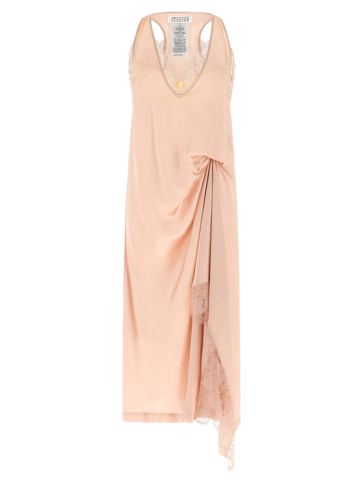 Maison Margiela Silk Lace Slip Midi Dress Abiti - Rosa | 66deadc34dd272efed2d899fb8d0fd6f70e278eb