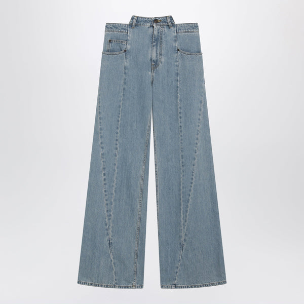 Stonewashed Straight-Leg Denim Jeans In Medium Blue