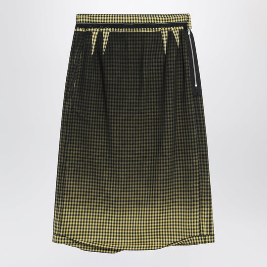 Virgin Wool Midi Skirt With Faded Check Pattern
