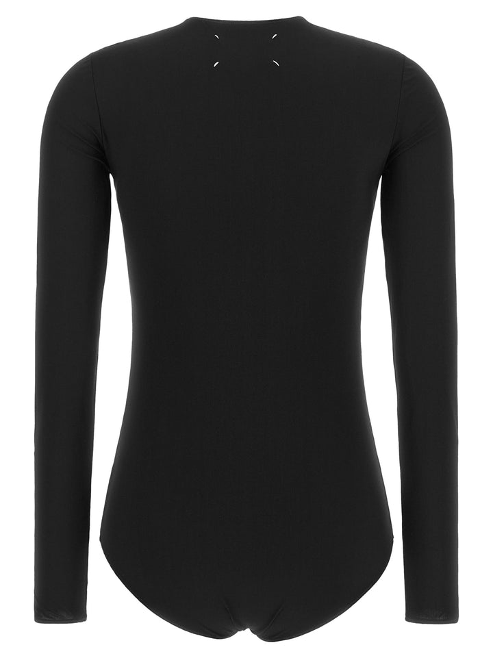Maison Margiela Long Sleeves Crew Neck Bodysuit Top - Nero | 0fc7079f575a33cd0f44960b5a925b0c6bd100b5