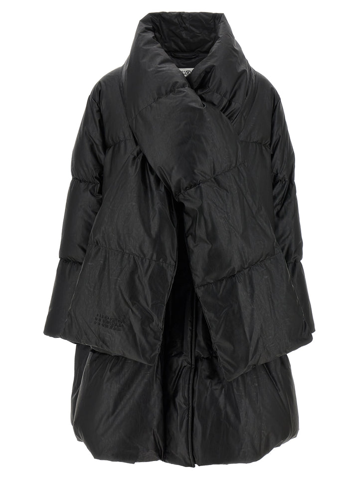 Mm6 Maison Margiela Scarf Down Jacket Puffer Jackets - Nero | 79fd1f2a2ff7df5de947bd301dd41b96fbec8bd6