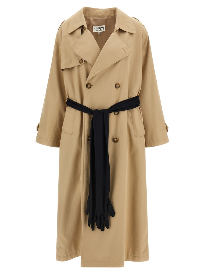 Mm6 Maison Margiela Trench Coat With Gloves Trench e Impermeabili - Beige | 9cc9f4100e37e130920b454619e6e456de0d44ce