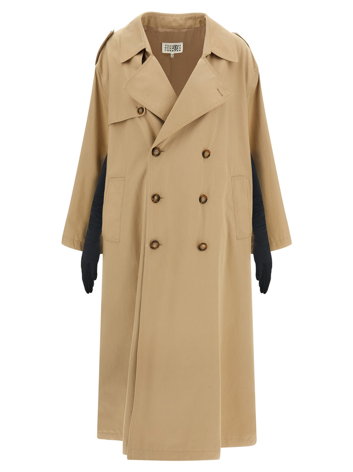 Mm6 Maison Margiela Trench Coat With Gloves Trench e Impermeabili - Beige | 7df2d3c7d0a5c152d5299f6e454cba76ecabd343