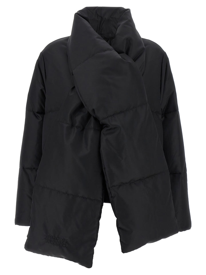 Mm6 Maison Margiela Scarf Down Jacket Puffer Jackets - Nero | 7d9d64478e0aa44e8c18033f9b5311b4d987bbb2