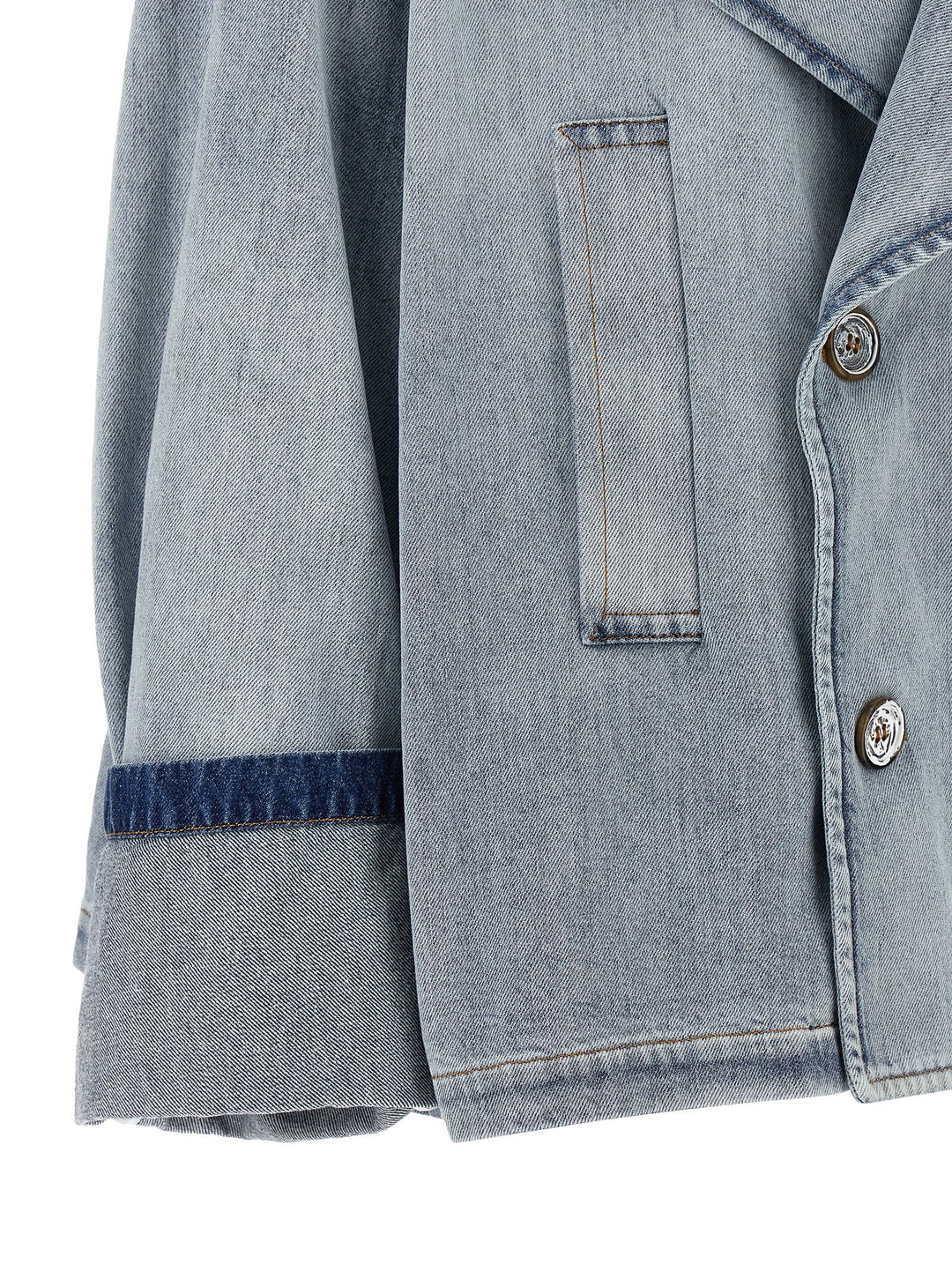 Mm6 Maison Margiela Double-Breasted Jacket Puffer Jackets - Celeste | bd3ec17b858674f1dc03beb969d70502cb108d65