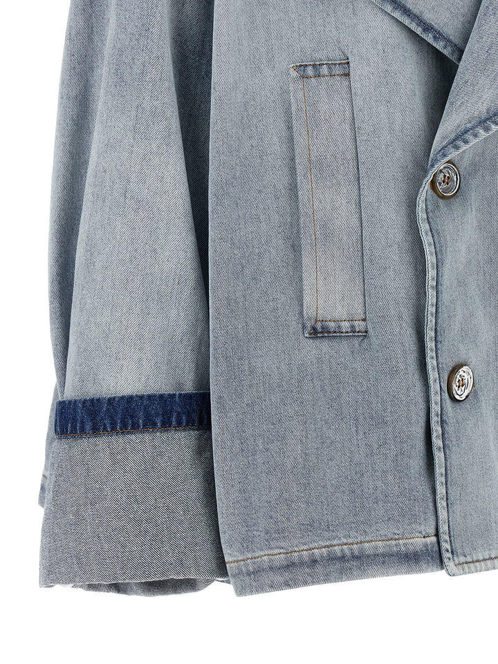 Mm6 Maison Margiela Double-Breasted Jacket Puffer Jackets - Celeste | bd3ec17b858674f1dc03beb969d70502cb108d65