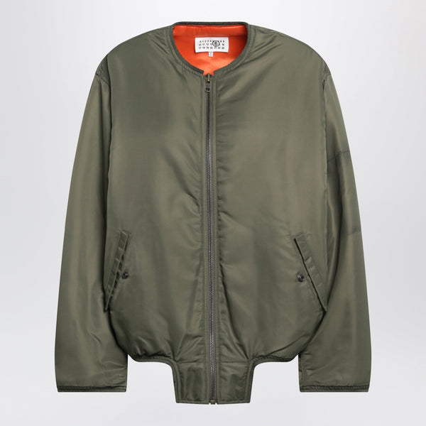 Khaki Nylon Jacket With Contrasting Lining