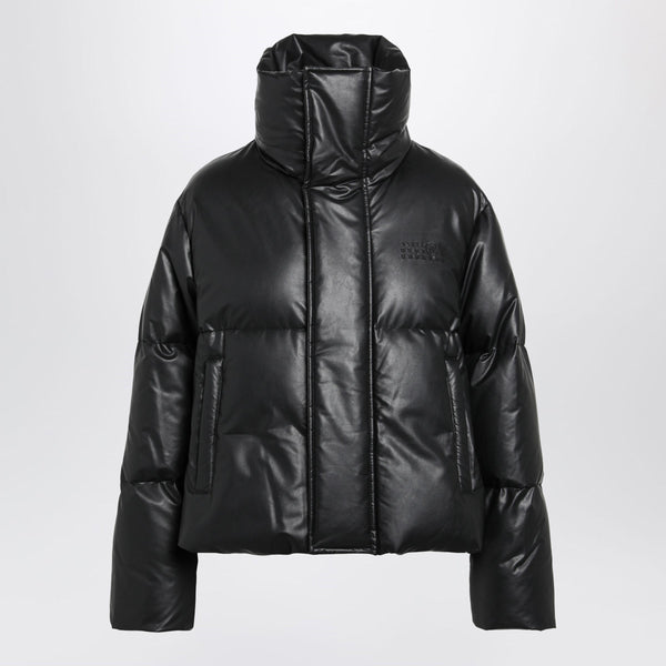 Short Padded Faux Leather Jacket In Black