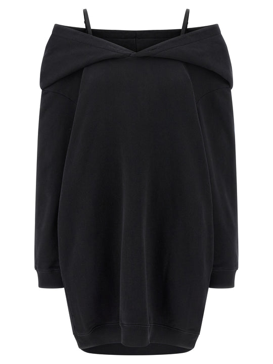 Off-Shoulder Hooded Dress Abiti Nero