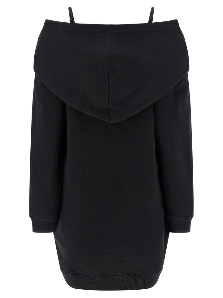 Mm6 Maison Margiela Off-Shoulder Hooded Dress Abiti - Nero | f7631046ad1e569dfb9f45410a22c8eaafca00ff