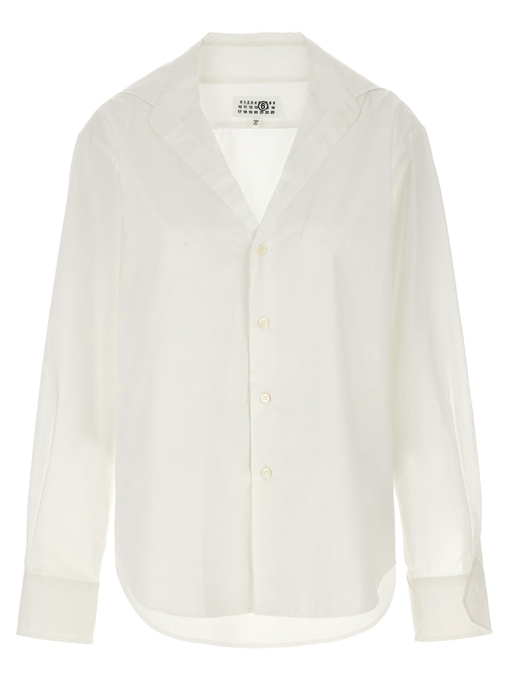 Mm6 Maison Margiela V-Neck Shirt Camicie - Bianco | 13e8b0aa44e04ea256233f5383af697c920d6d1f