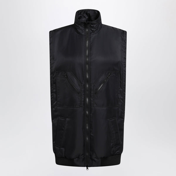 Black Nylon Zip-Up Vest