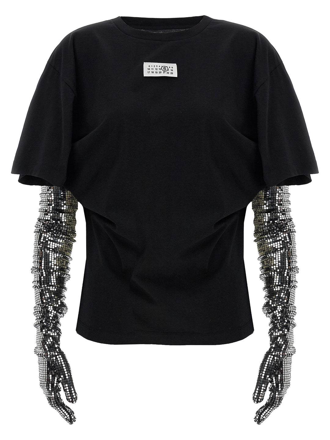 Mm6 Maison Margiela Sequin Gloves T shirt - Nero | 2d620e561b97848545685291d0ada7ba7ea86344